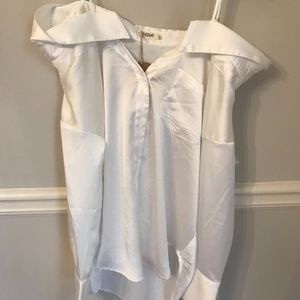 Essue off the shoulder white silk top